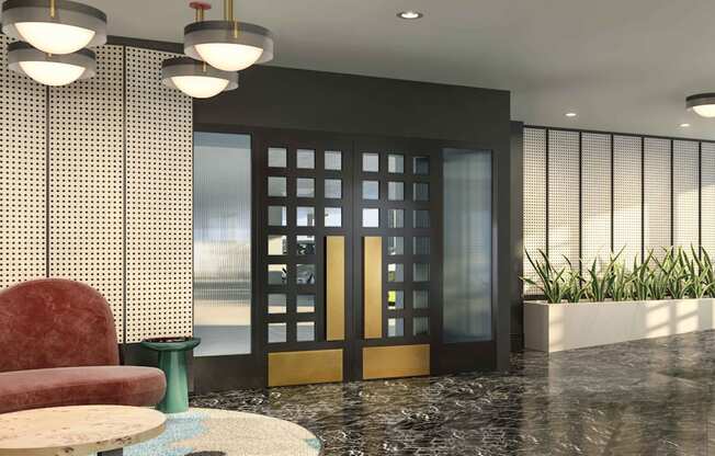 The Flat Lobby Entrance at The Flat, California, 90017