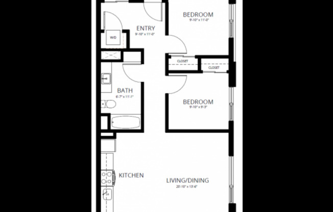 2 beds, 1 bath, 779 sqft, $2,048