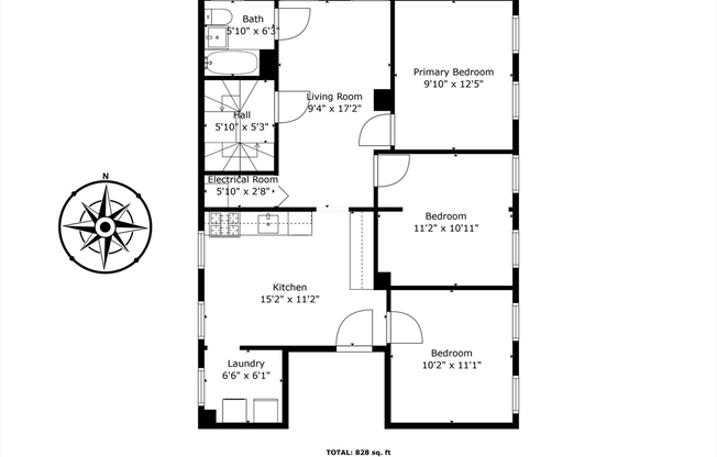 3 beds, 1 bath, 1,087 sqft, $3,300, Unit 3