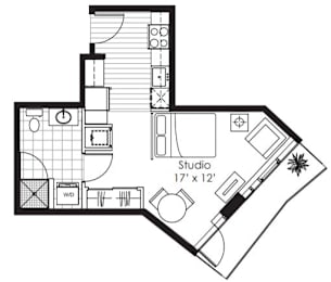 Studio, 1 bath, 383 sqft, $1,881