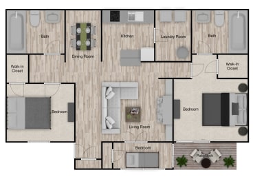 3 beds, 2 baths, 1,278 sqft, $1,826