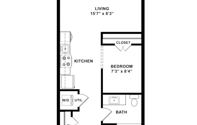 Studio, 1 bath, 505 sqft, $1,195