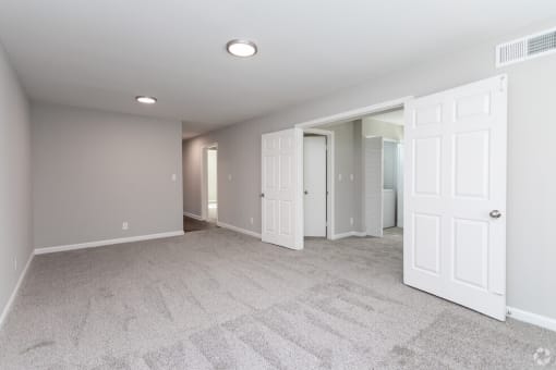 a room with a bunch of white cubes on the floor