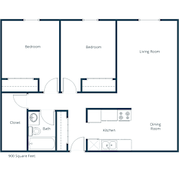Islander Apartments | Two Bedroom Floor Plan B