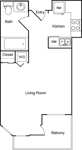 Studio, 1 bath, 433 sqft, $2,794, Unit 116
