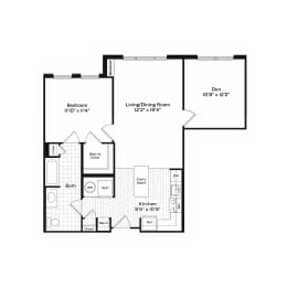 1 bed, 1 bath, 875 sqft, $2,538