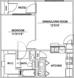 1 bed, 1 bath, 564 sqft, $1,125