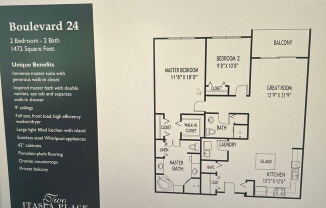 2 beds, 2 baths, 1,328 sqft, $2,500, Unit 524