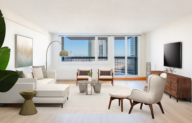 Living Room with Balcony and Hard Surface Flooring