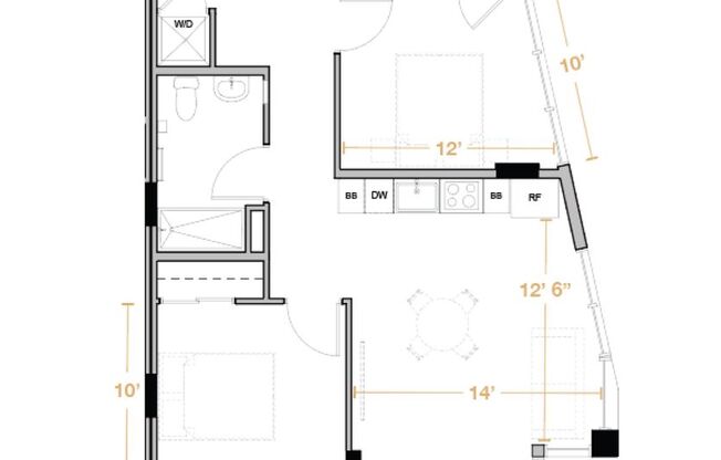 2 beds, 2 baths, 816 sqft, $4,995, Unit 909