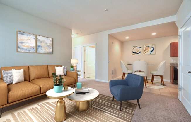 Springwater Crossing Apartments staged two-bedroom living room