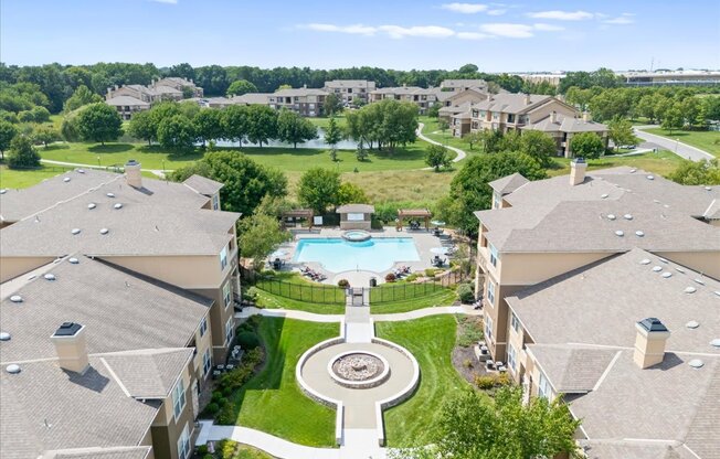 Drone Community View at Stonepost Lakeside Apartment Homes, Olathe, KS, 66062