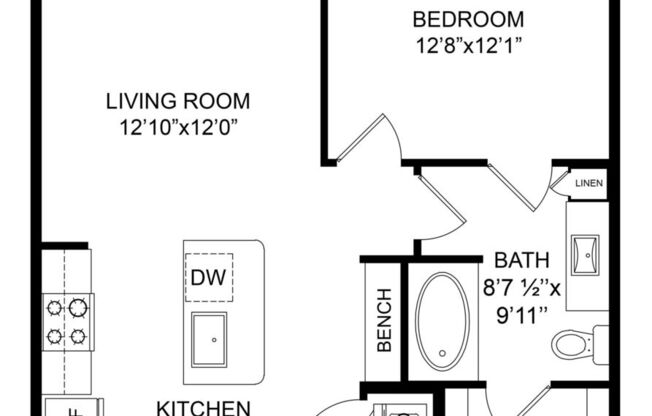 1 bed, 1 bath, 698 sqft, $1,330