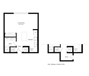 Studio, 1 bath, 530 sqft, $2,250