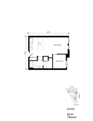 1 bed, 1 bath, 684 sqft, $2,370