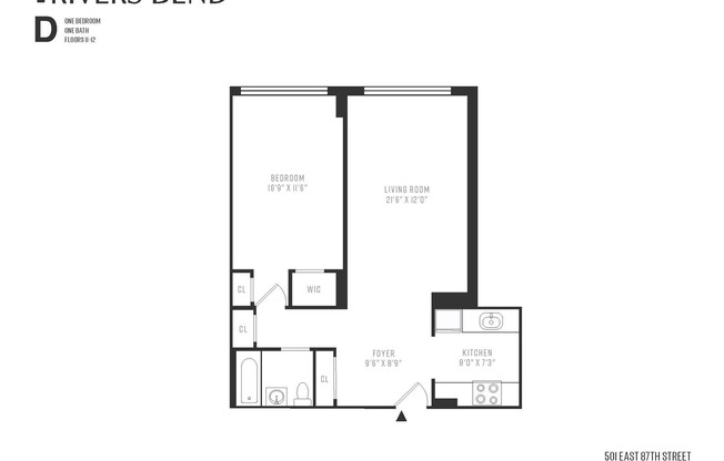 1 bed, 1 bath, $4,900, Unit 11D