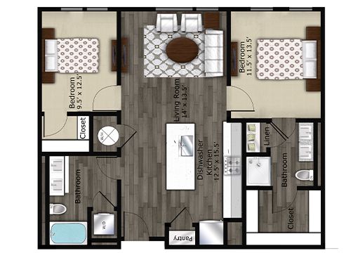 2 beds, 2 baths, 1,080 sqft, $1,938