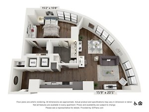 1 bed, 1 bath, 907 sqft, $2,295