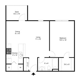 1 bed, 1 bath, 726 sqft, $1,499