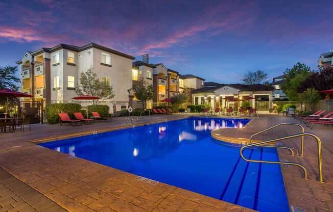 Twilight Photo of the Resort Style Pool at Broadstone Towne Center, Albuquerque, New Mexico