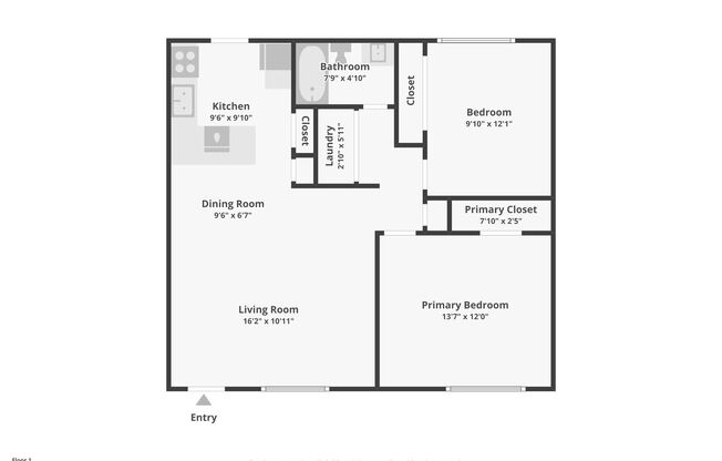 2 beds, 1 bath, 812 sqft, $1,306, Unit 75201