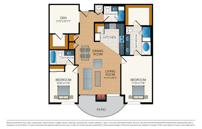 2 beds, 3 baths, 1,495 sqft, $3,995, Unit 319