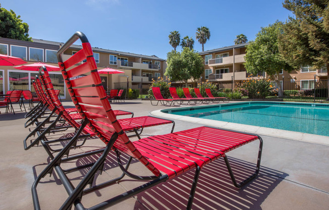 Poolside Relaxing Area at Carriage House, Fremont, CA 94536
