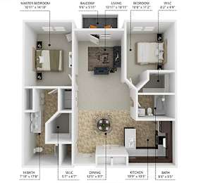 2 beds, 2 baths, 1,110 sqft, $1,177