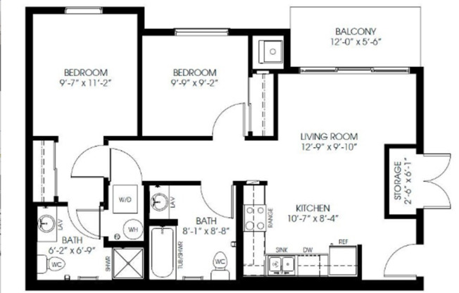 2 beds, 2 baths, 833 sqft, $1,546, Unit 1108