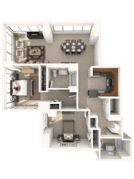 2 beds, 2 baths, 1,320 sqft, $2,555