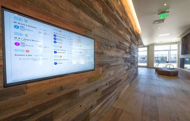 Wall with transportation update on TV