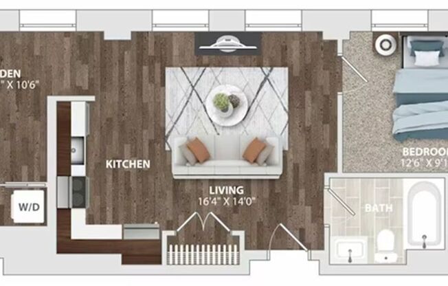 1 bed, 1 bath, 499 sqft, $1,600, Unit HA-724