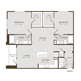 2 beds, 2 baths, 1,227 sqft, $1,745