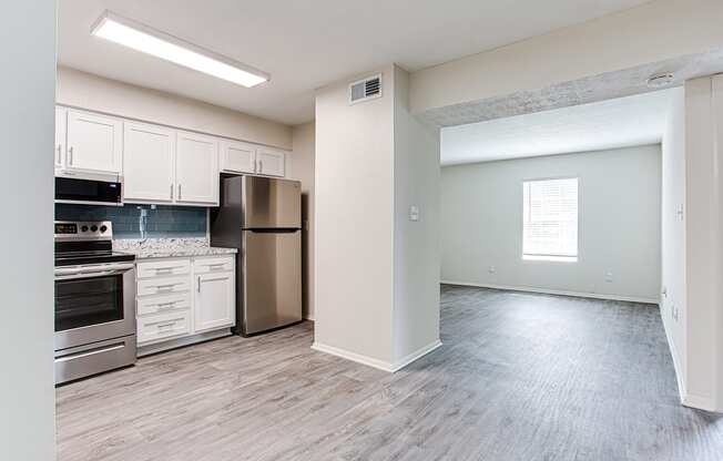 Living room and kitchen at Parks At Utoy Creek, Atlanta, GA