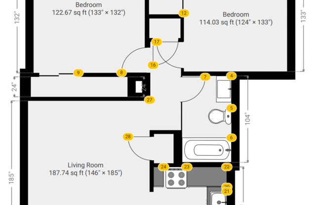 2 beds, 1 bath, 740 sqft, $1,095, Unit 305 - 10