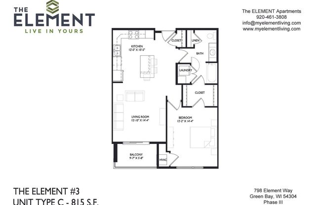 1 bed, 1 bath, 815 sqft, $1,555, Unit 312