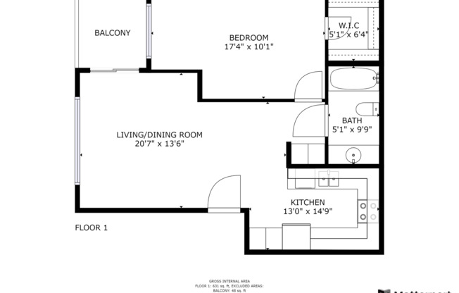 1 bed, 1 bath, 642 sqft, $1,895, Unit C05