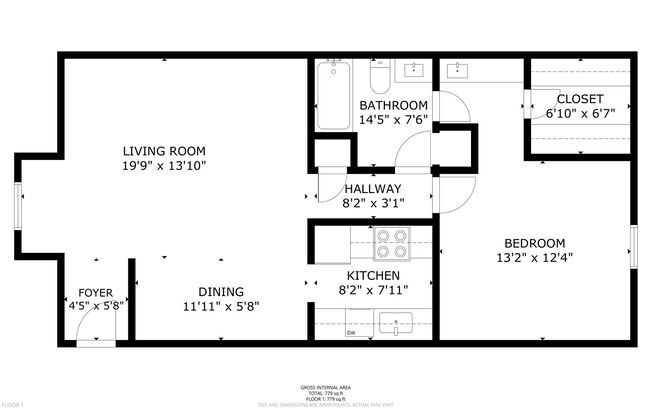 1 bed, 1 bath, 737 sqft, $939