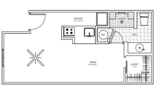 Studio, 1 bath, 400 sqft, $819, Unit 1145-4502