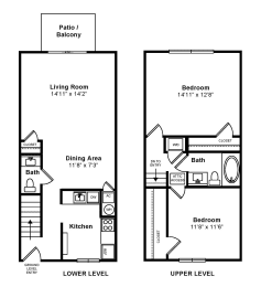 2 beds, 1.5 baths, 1,020 sqft, $2,835