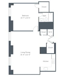 1 bed, 1 bath, 810 sqft, $2,725