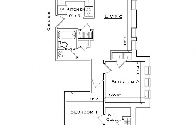 2 beds, 1 bath, 800 sqft, $1,265