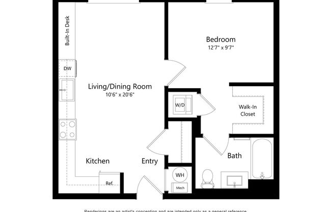 1 bed, 1 bath, 610 sqft, $1,750