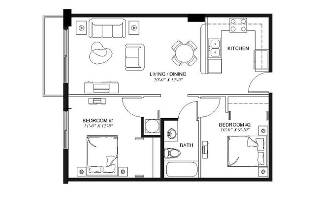 2 beds, 1 bath, 793 sqft, $2,400, Unit 503