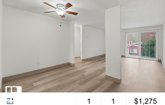 1 bed, 1 bath, 596 sqft, $1,275, Unit 112