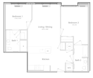 2 beds, 2 baths, $3,200