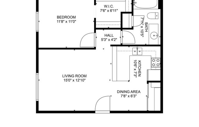 1 bed, 1 bath, 720 sqft, $899, Unit B206