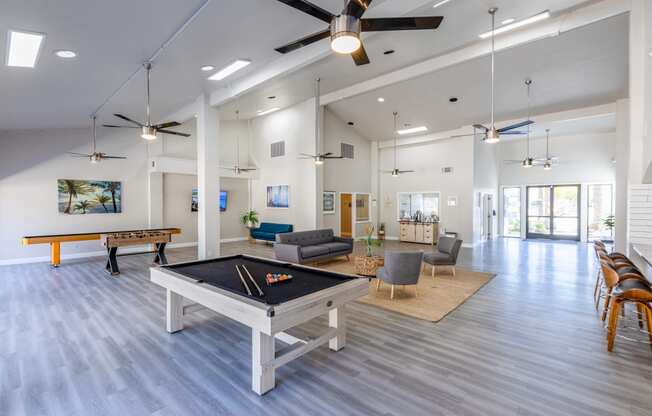 the preserve at ballantyne commons community room with billiards table