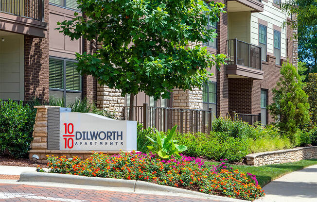 Building exterior with signage,at 1010 Dilworth Apartments, North Carolina