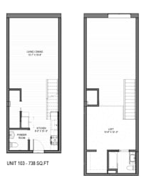 1 bed, 1.5 baths, 738 sqft, $1,475